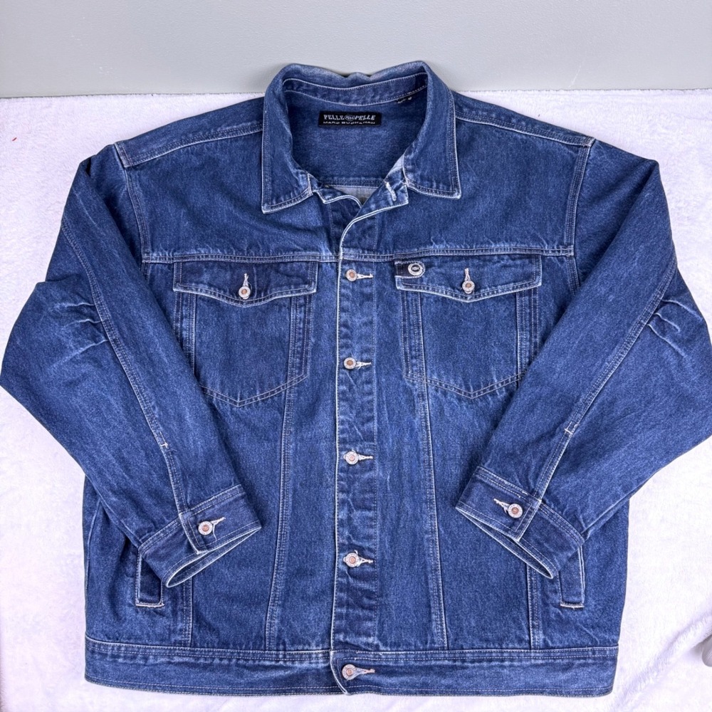 Pelle Pelle Marc Buchanan Mens Denim Jacket Dark Wash Blue Vintage Style XL